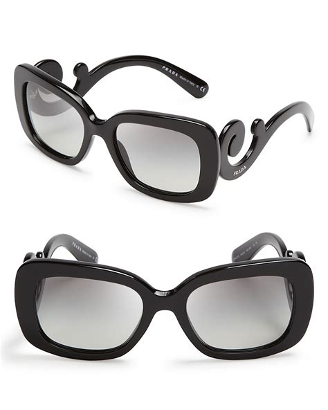 prada black metal round glasses|Prada rectangular sunglasses.